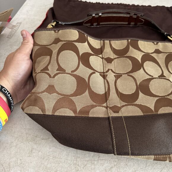 Coach 10627 Black Gray Jacquard Signature Canvas Bucket Bag Tote Purse - Picture 9 of 16